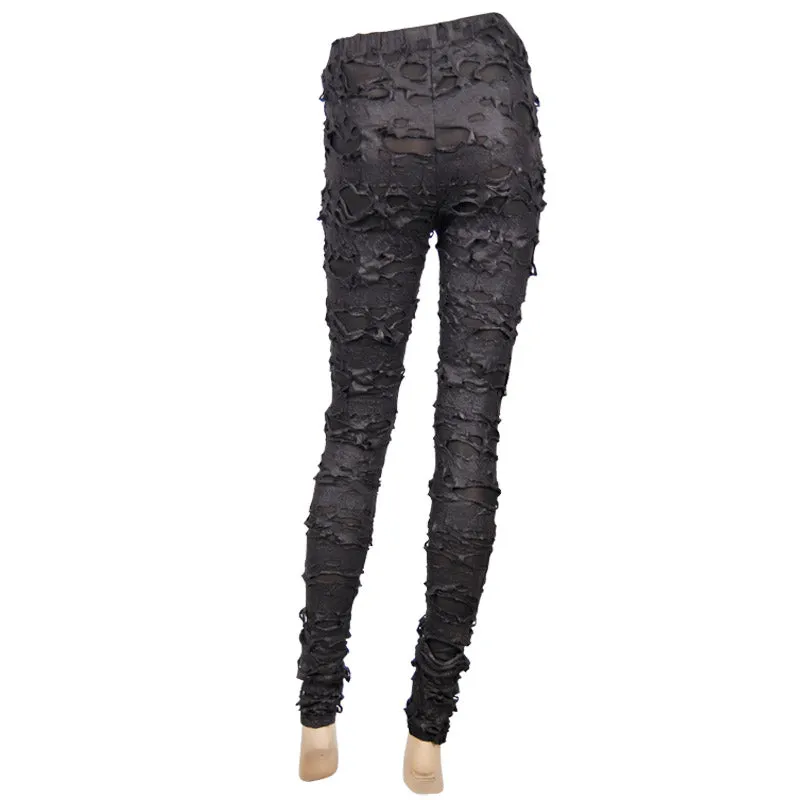 PT024 Gothic sexy women skeleton palm ripped knitted leggings