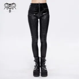 PT156 Hexagon pattern bright leather leggings