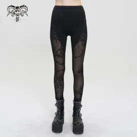 PT193 flocking printed leggings with chain