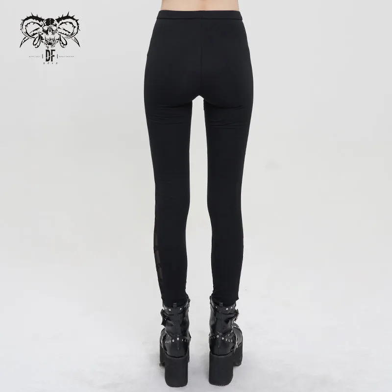 PT193 flocking printed leggings with chain