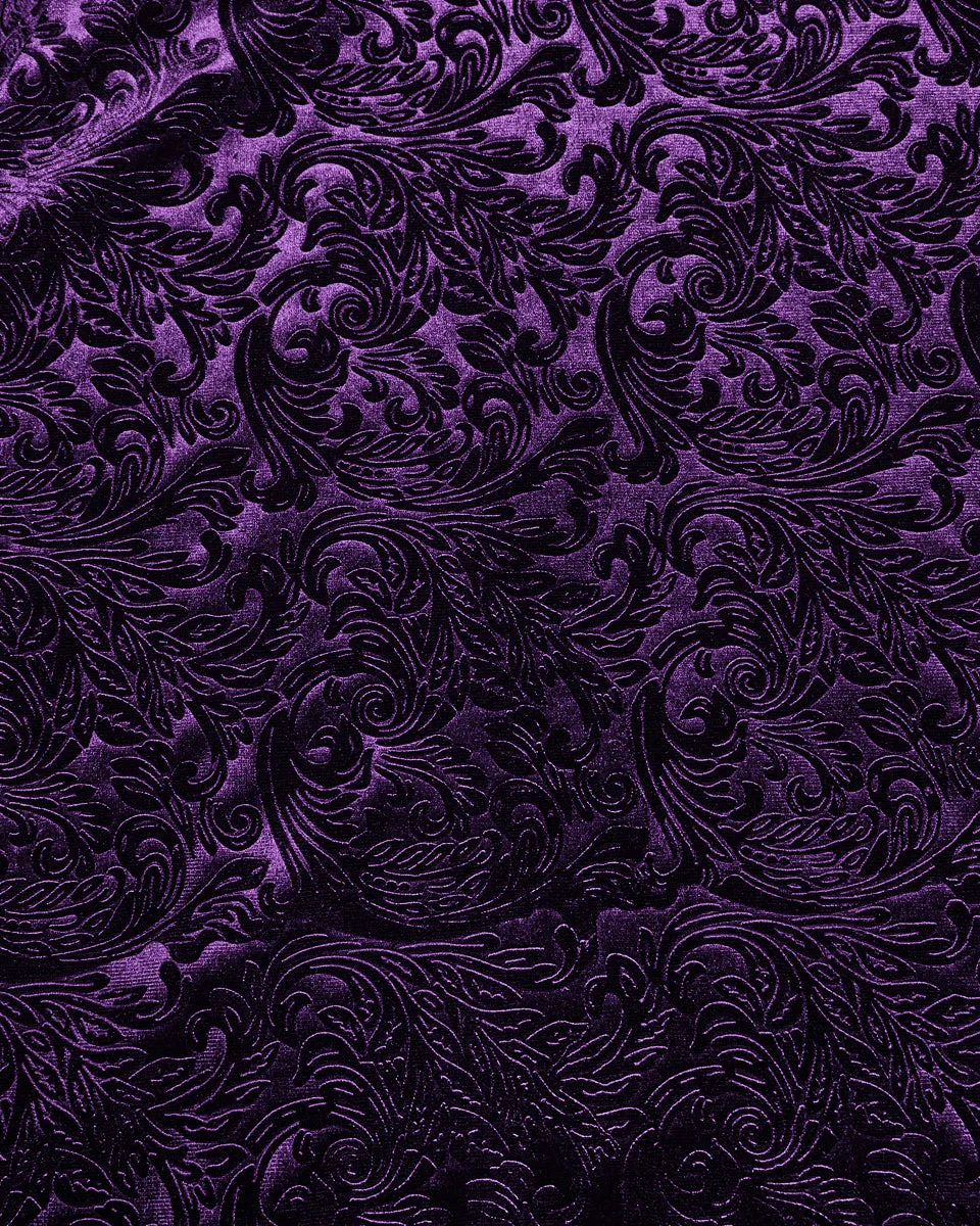 Punk Rave Gothic Embossed Baroque Flared Pants - Extended Size Range - Purple
