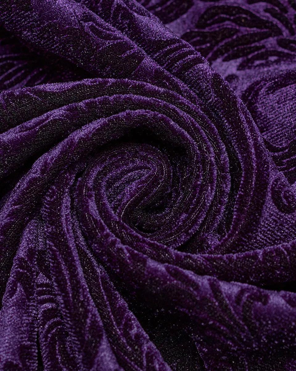 Punk Rave Gothic Embossed Baroque Flared Pants - Extended Size Range - Purple