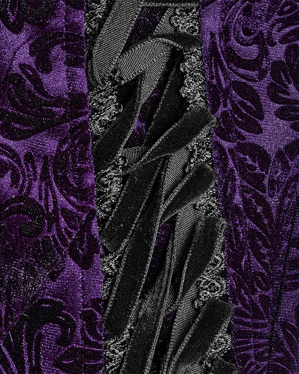 Punk Rave Gothic Embossed Baroque Flared Pants - Extended Size Range - Purple