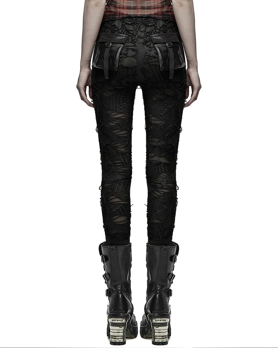 Punk Rave Societal Decay Womens Apocalyptic Leggings - Black