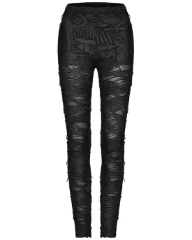 Punk Rave Societal Decay Womens Apocalyptic Leggings - Black