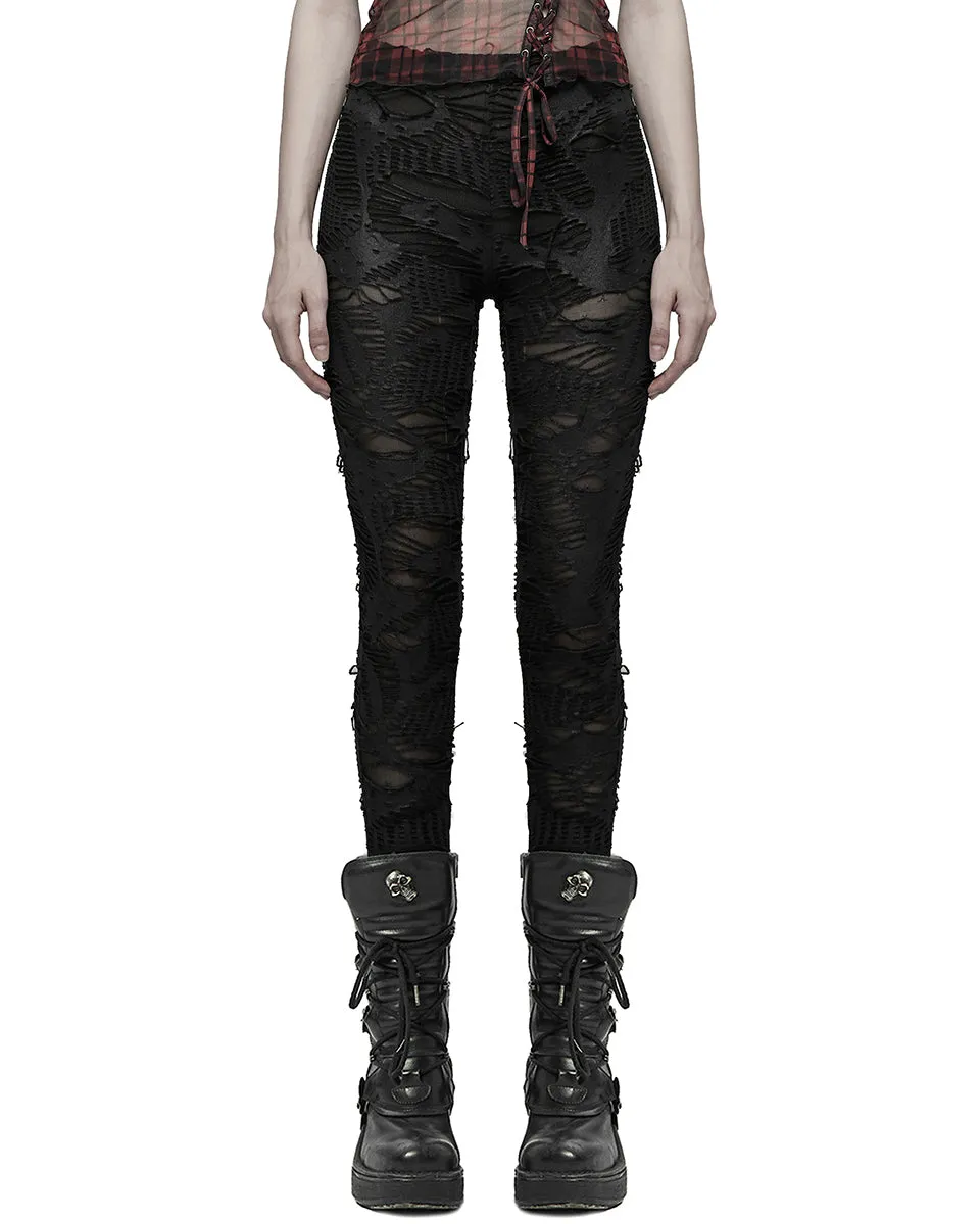 Punk Rave Societal Decay Womens Apocalyptic Leggings - Black