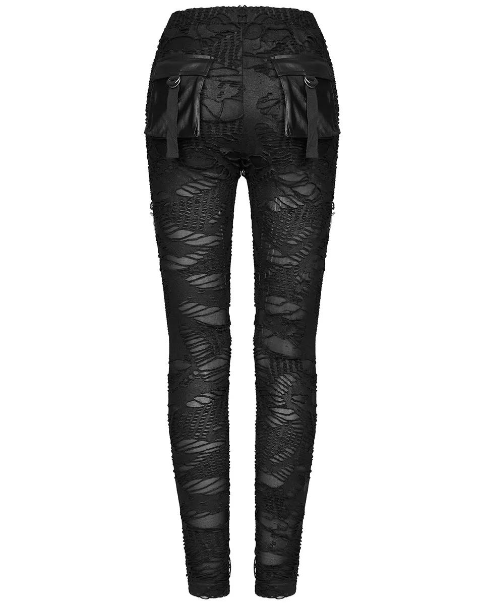 Punk Rave Societal Decay Womens Apocalyptic Leggings - Black