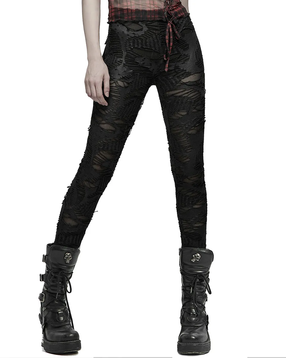 Punk Rave Societal Decay Womens Apocalyptic Leggings - Black