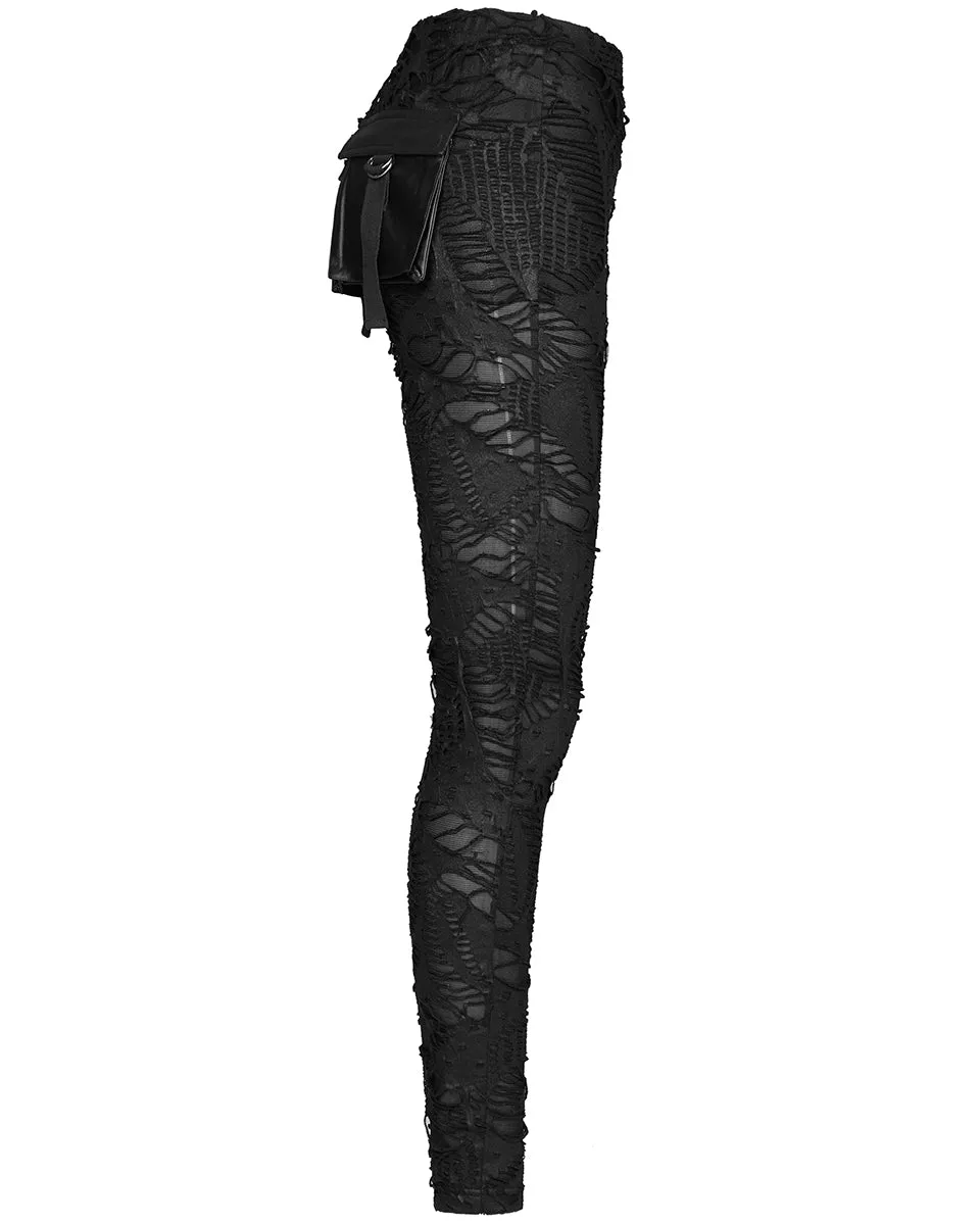 Punk Rave Societal Decay Womens Apocalyptic Leggings - Black