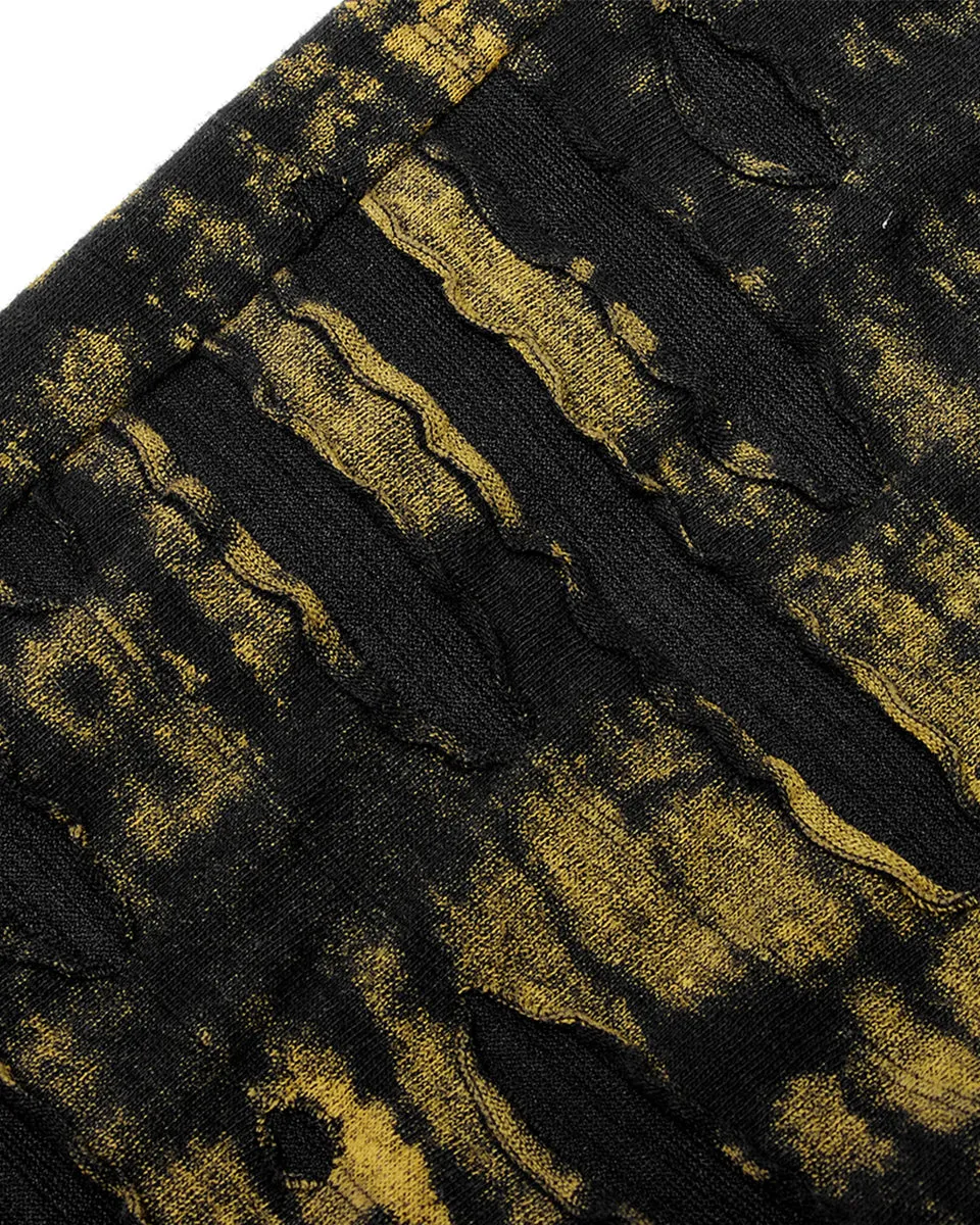 Punk Rave Womens Apocalyptic Punk Coated Broken Knit Leggings - Black & Yellow