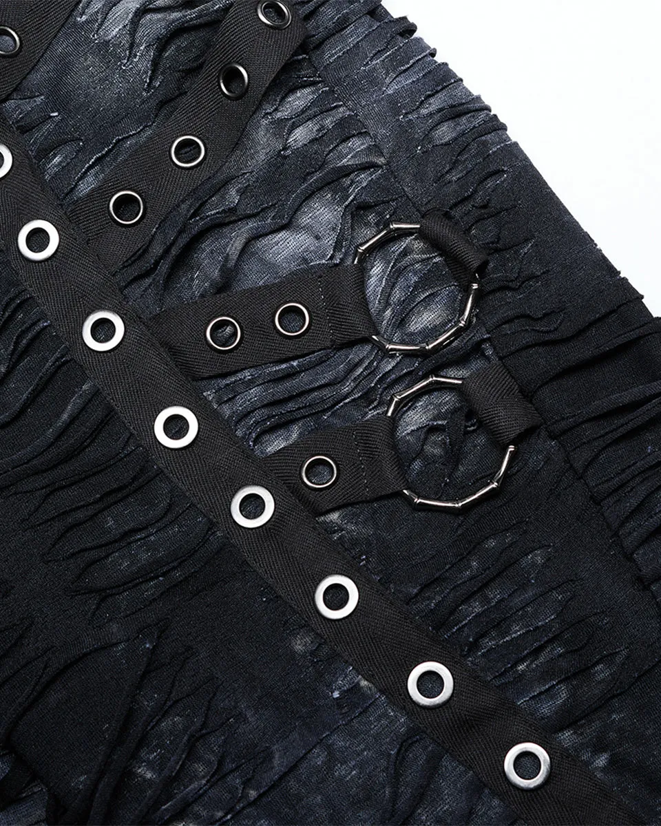 Punk Rave Womens Subterrania Shredded Apocalyptic Grunge Leggings - Black & Blue