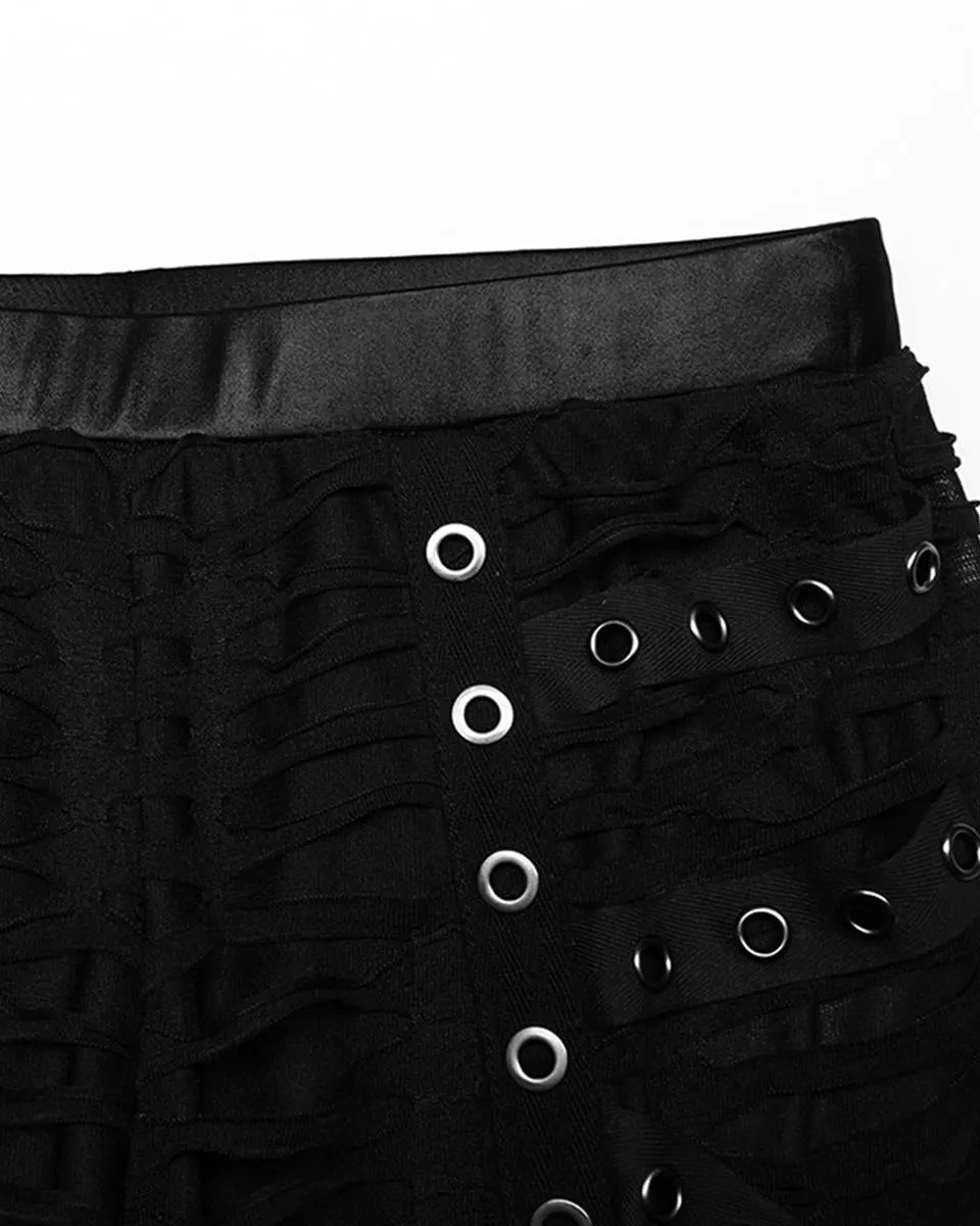 Punk Rave Womens Subterrania Shredded Apocalyptic Grunge Leggings - Black