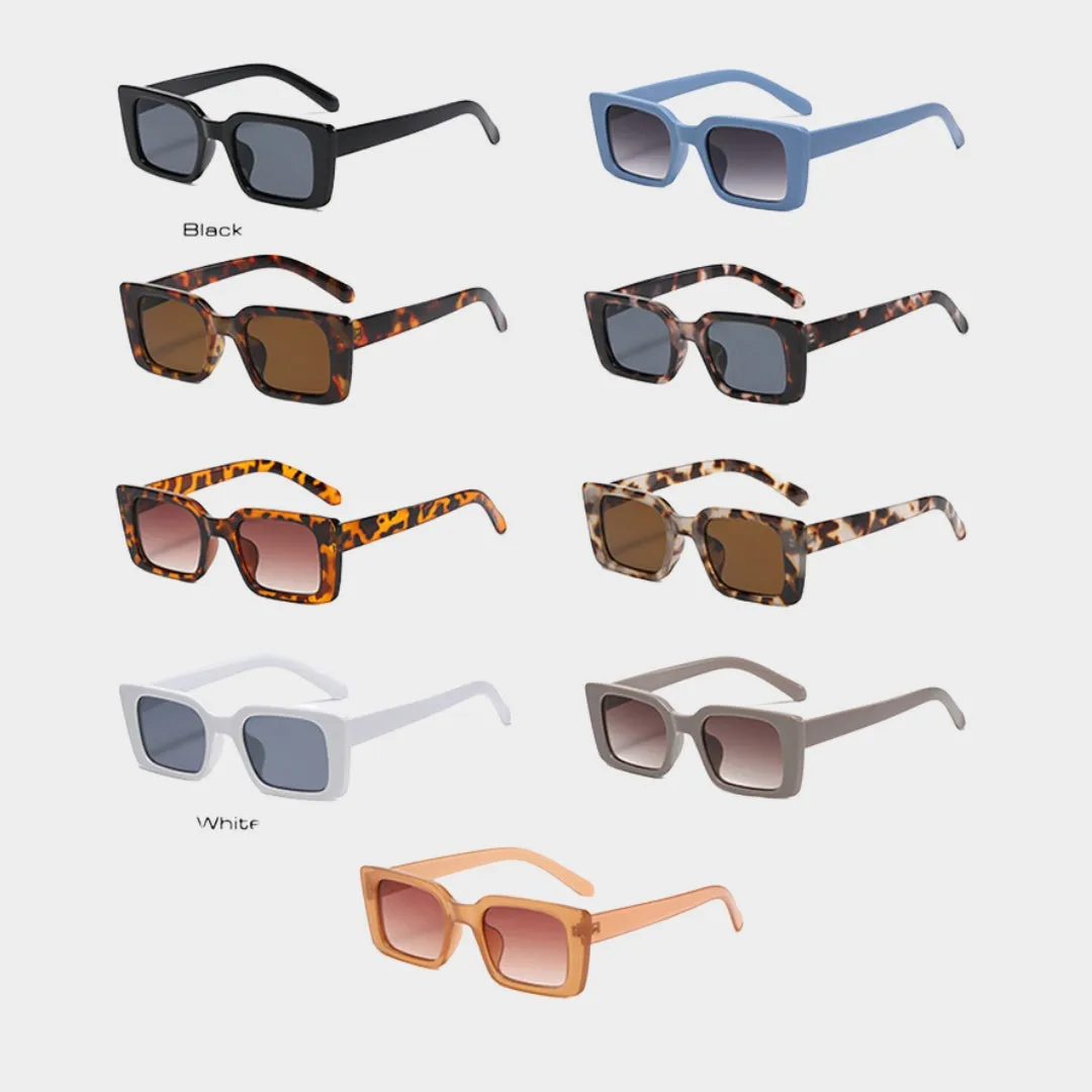 Retro Rectangle Sunglasses  Women UV400 Shades, Multiple Colors, Leopard and Tea Gradient Options