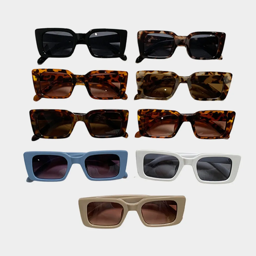 Retro Rectangle Sunglasses  Women UV400 Shades, Multiple Colors, Leopard and Tea Gradient Options