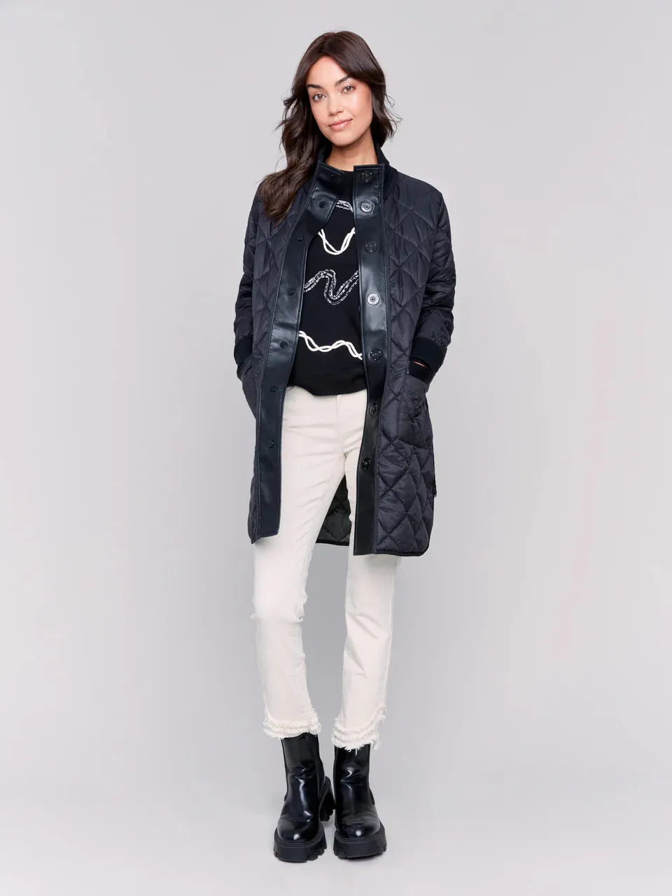 Reversible Long Iridescent Quilted Jacket