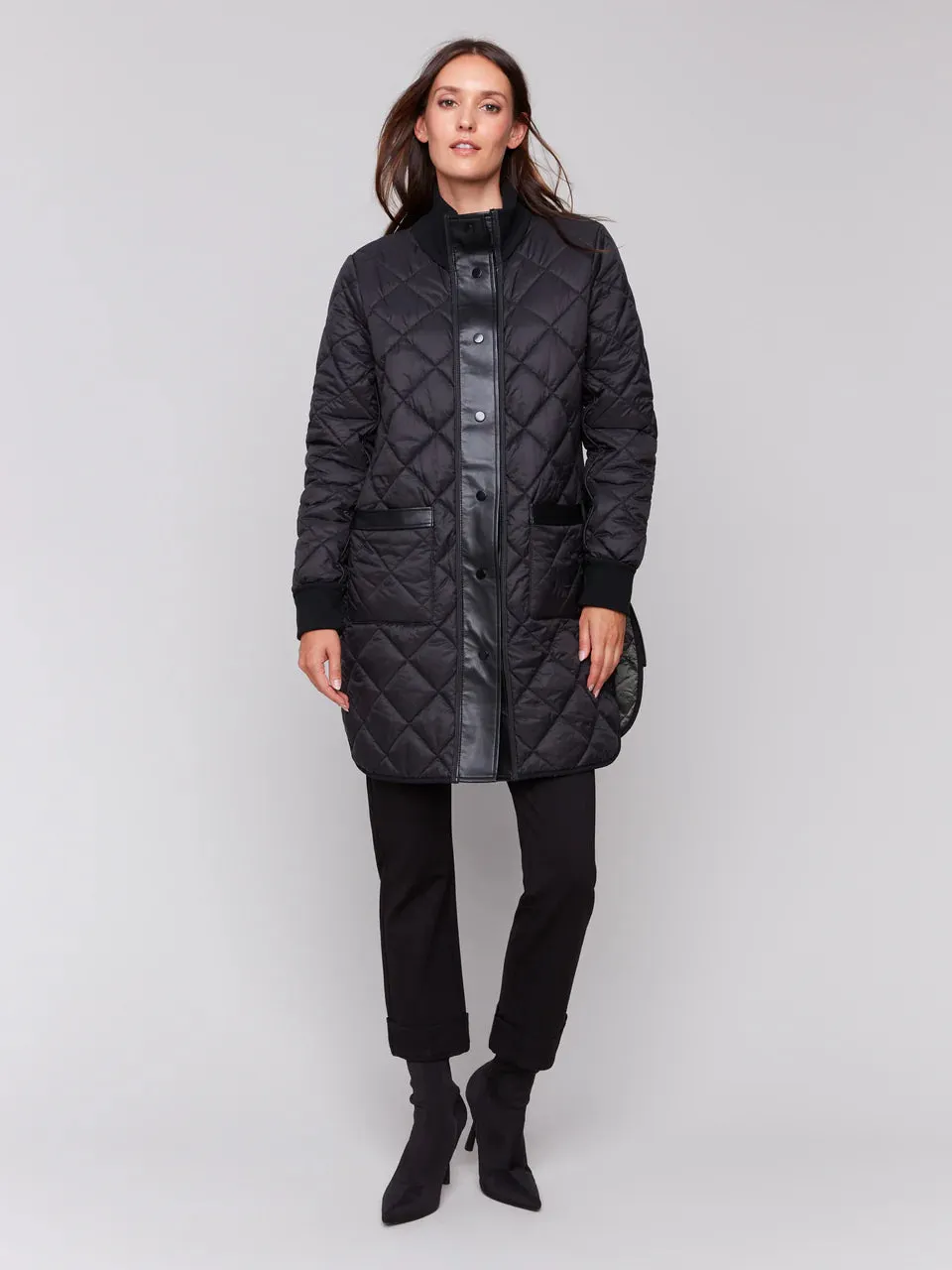 Reversible Long Iridescent Quilted Jacket