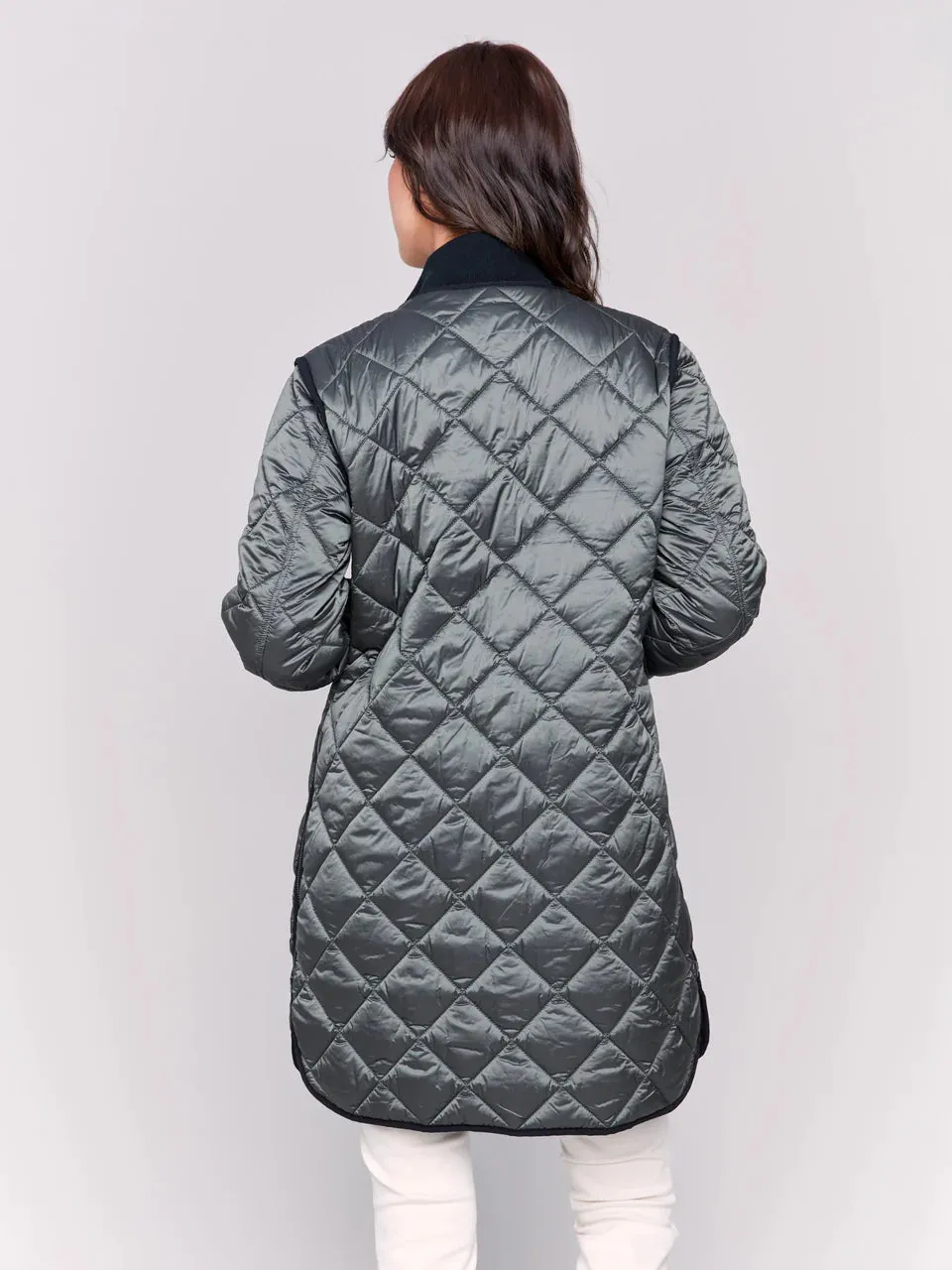 Reversible Long Iridescent Quilted Jacket