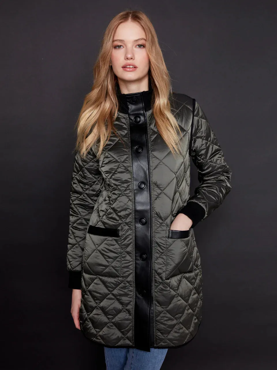 Reversible Long Iridescent Quilted Jacket