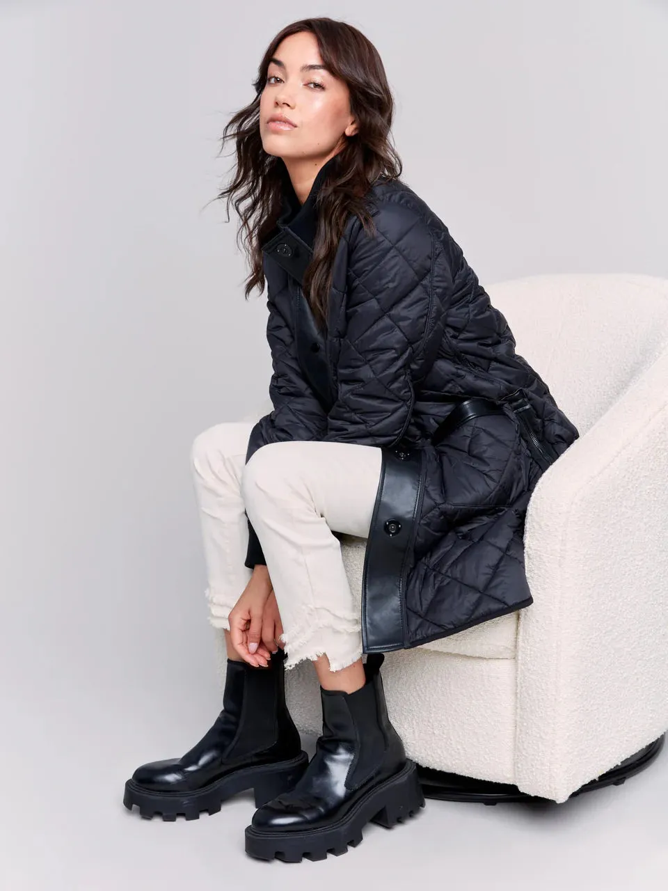 Reversible Long Iridescent Quilted Jacket