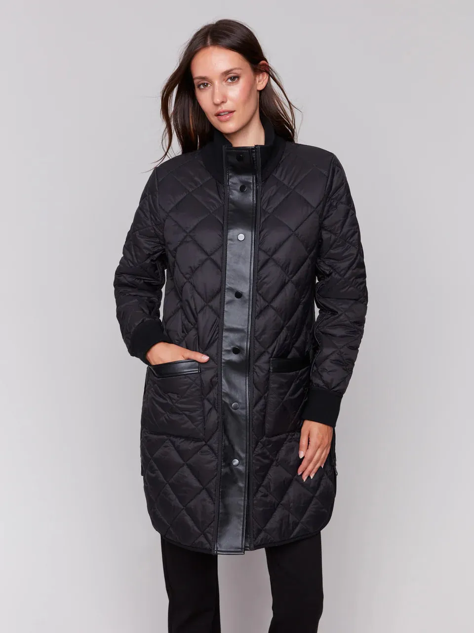 Reversible Long Iridescent Quilted Jacket