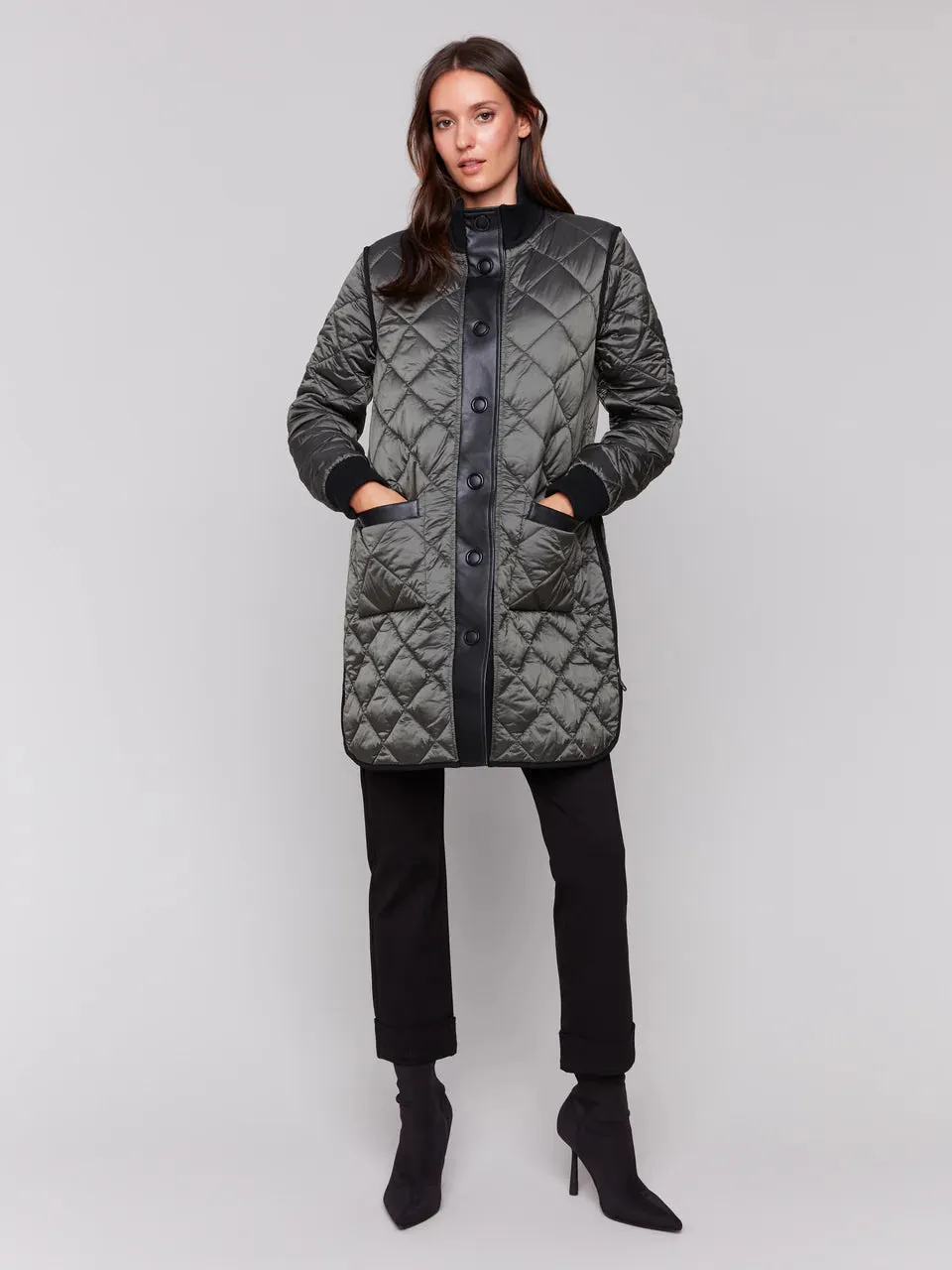 Reversible Long Iridescent Quilted Jacket