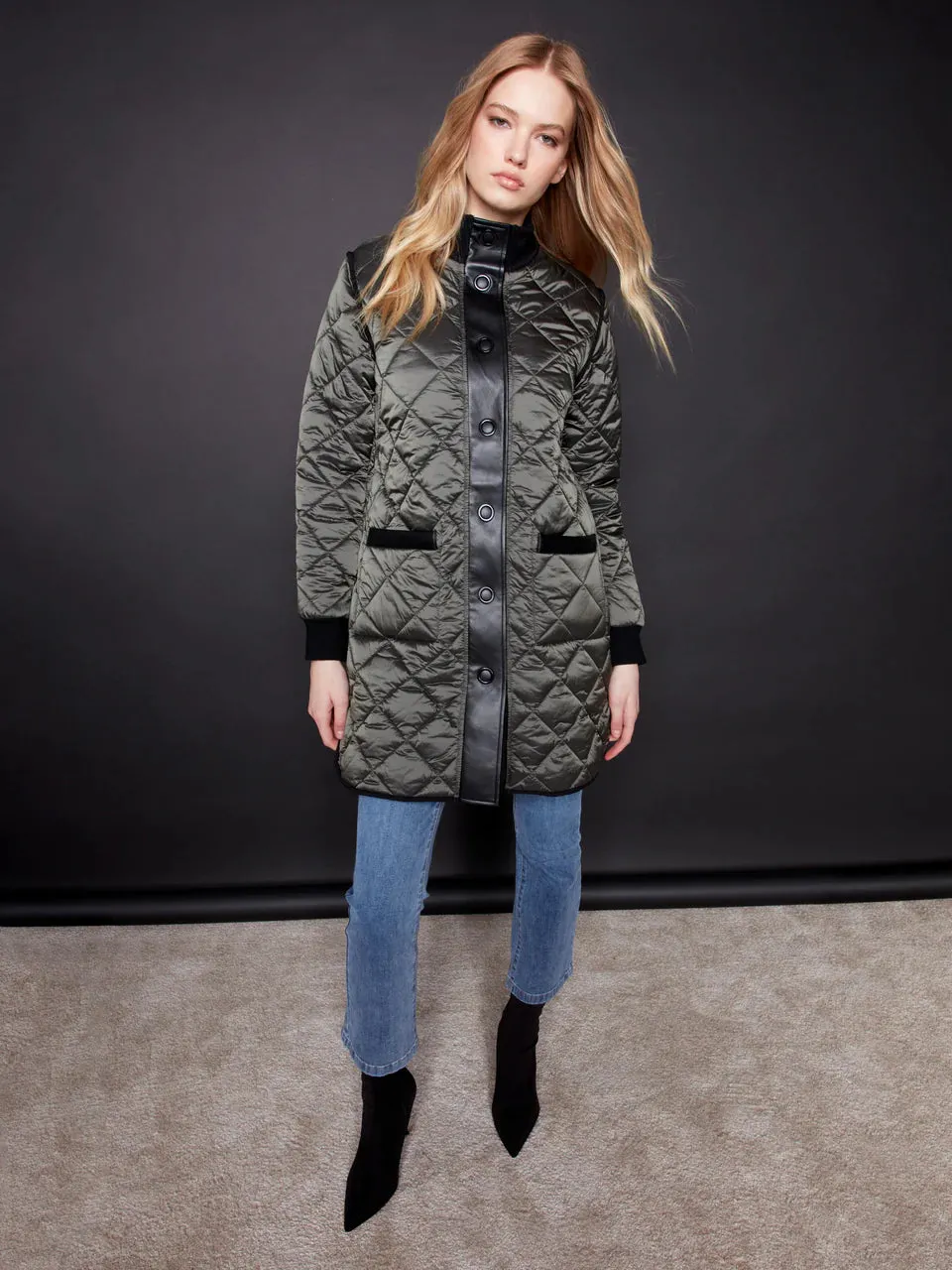 Reversible Long Iridescent Quilted Jacket
