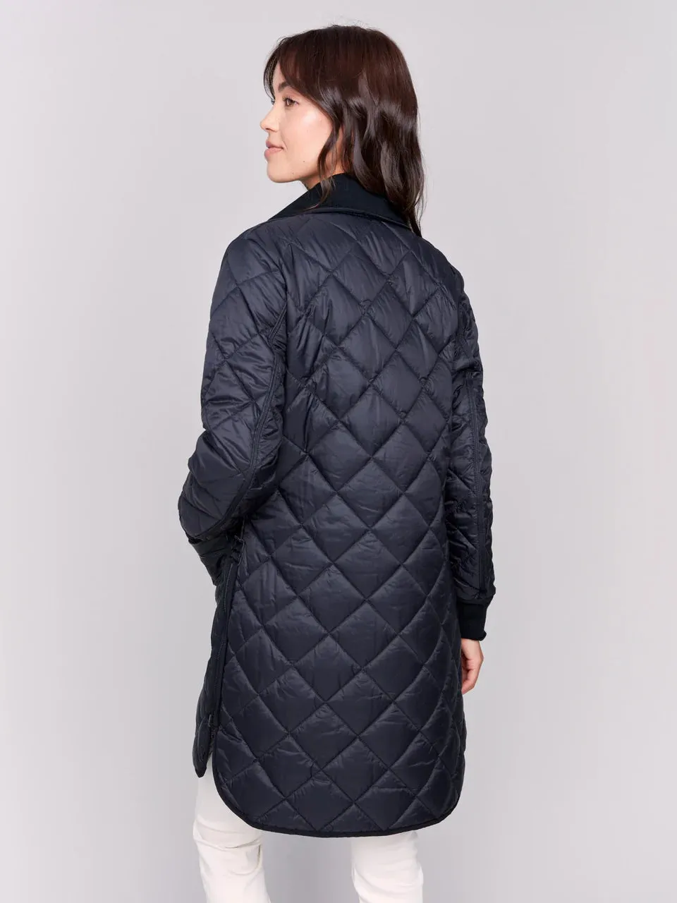 Reversible Long Iridescent Quilted Jacket