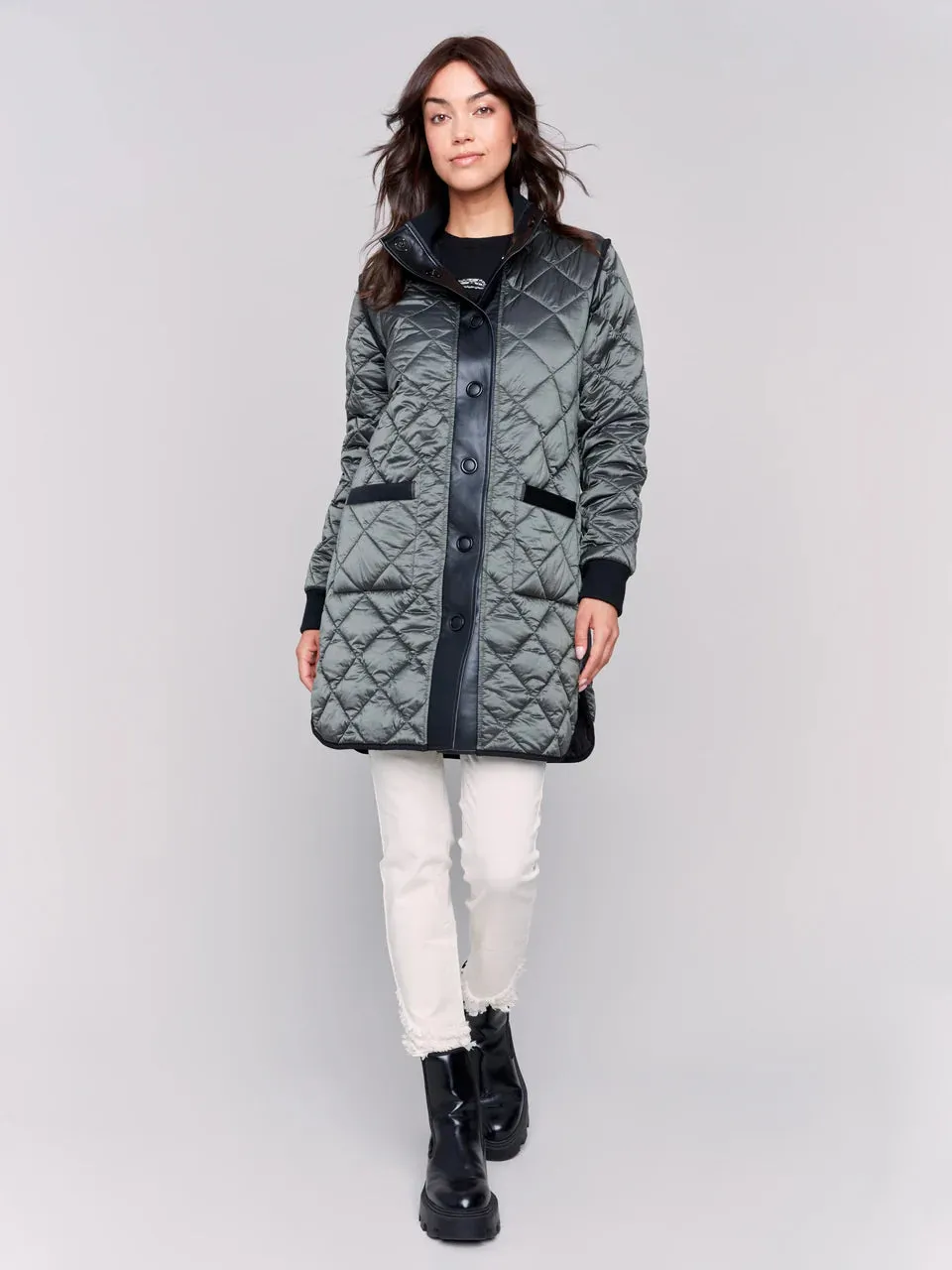 Reversible Long Iridescent Quilted Jacket