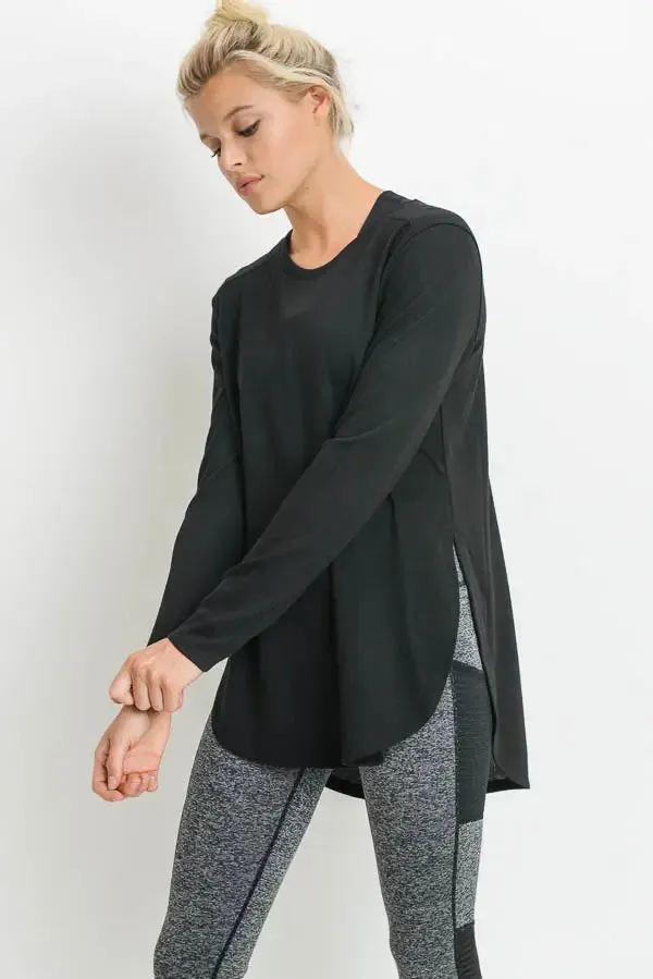 Rory Side Slit Long Sleeve - Black