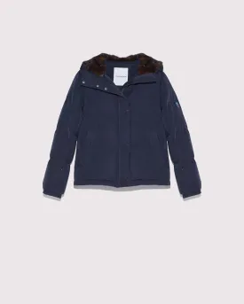 Short skiwear down jacket with mink fur trim