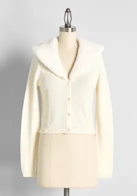 Snow Princess Faux-Fur Trim Cardigan
