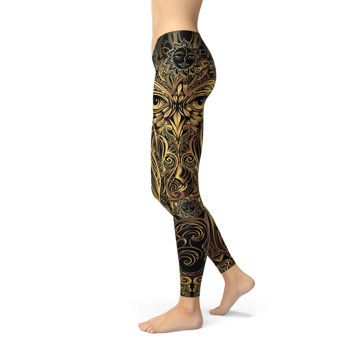 Stylish Women's Golden Owl Graphic Leggings