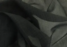 Subtle Gridded Grey on Black Cotton Voile (Made In Italy)