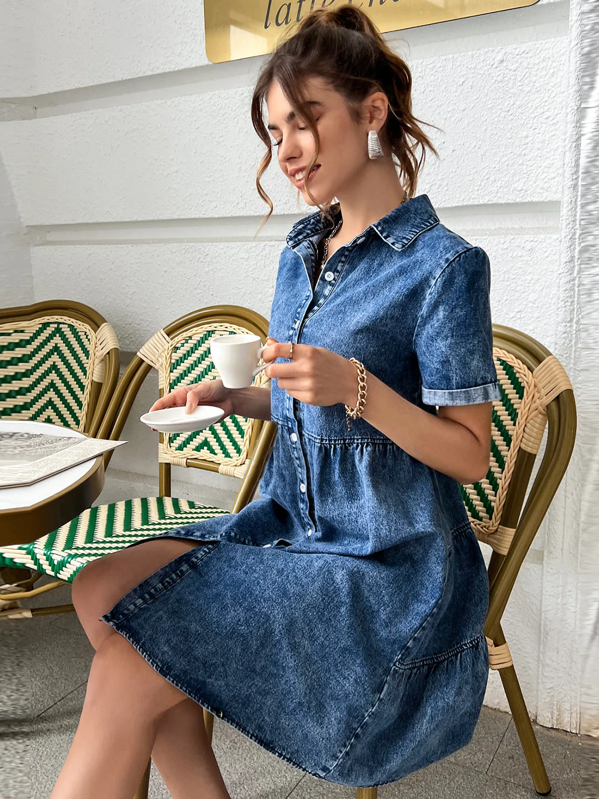 TastyHottie - Timeless Allure Denim Shirt Midi Dress