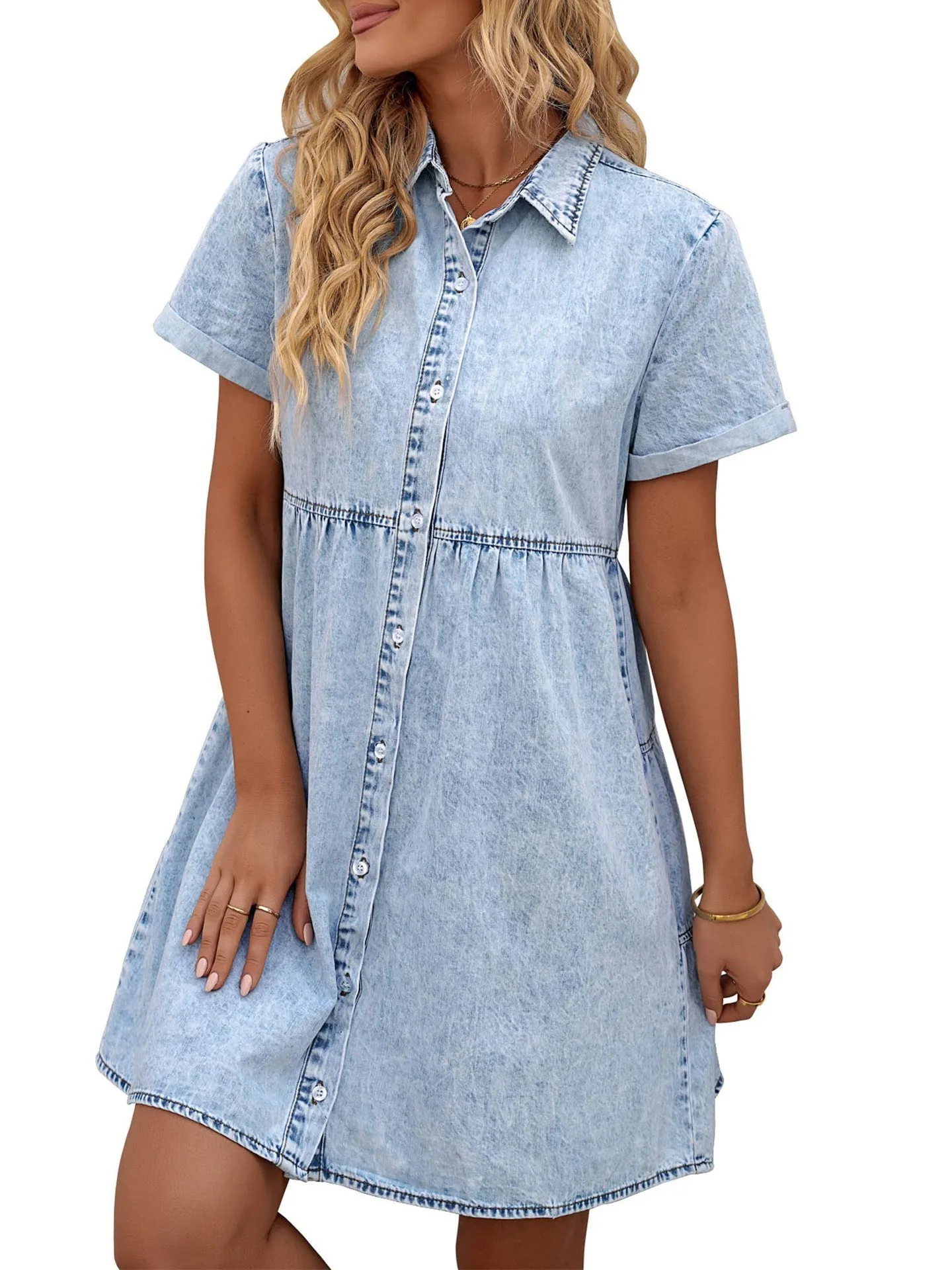TastyHottie - Timeless Allure Denim Shirt Midi Dress
