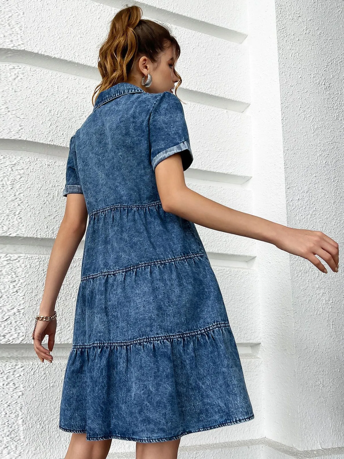 TastyHottie - Timeless Allure Denim Shirt Midi Dress