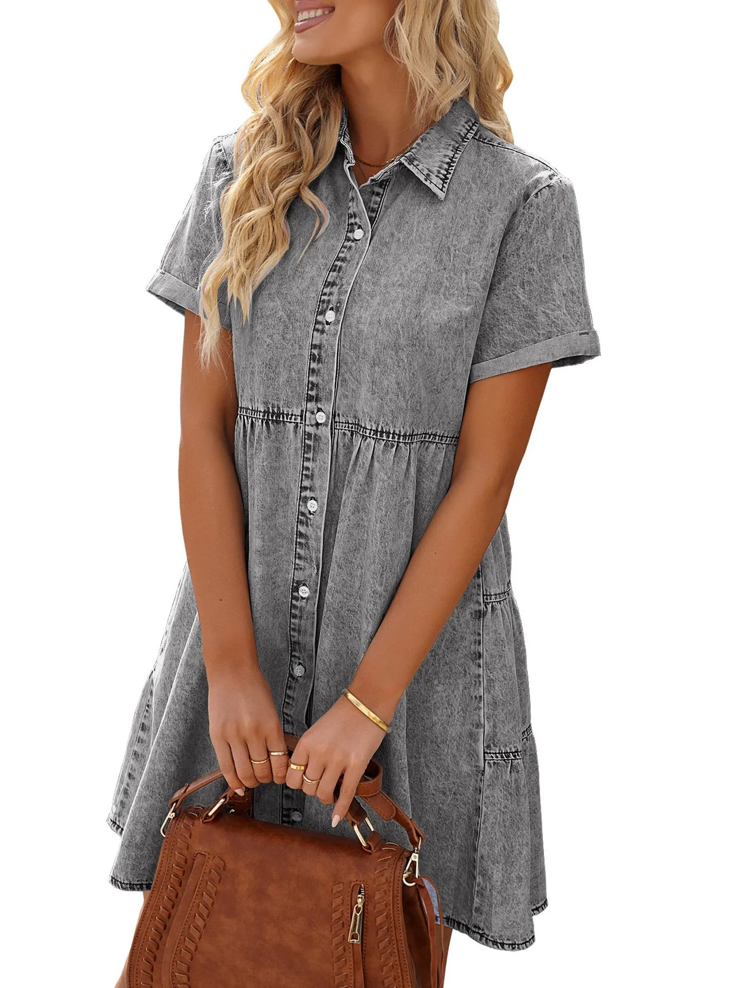 TastyHottie - Timeless Allure Denim Shirt Midi Dress