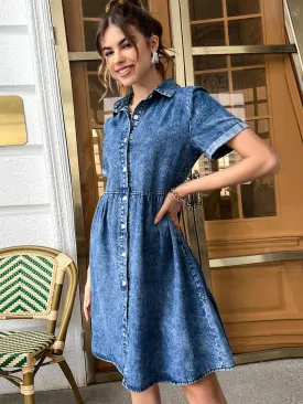 TastyHottie - Timeless Allure Denim Shirt Midi Dress