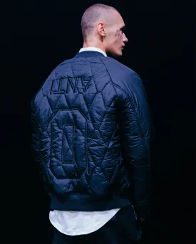 The Anti Order Corvus Quilted Bomber Jacket Black/White
