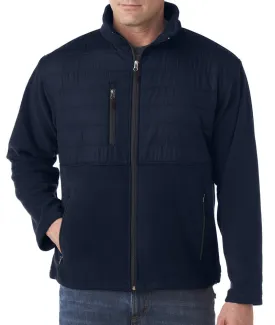 ultraclub adult fleece jacket with quilted yoke overlay - navy (4xl)