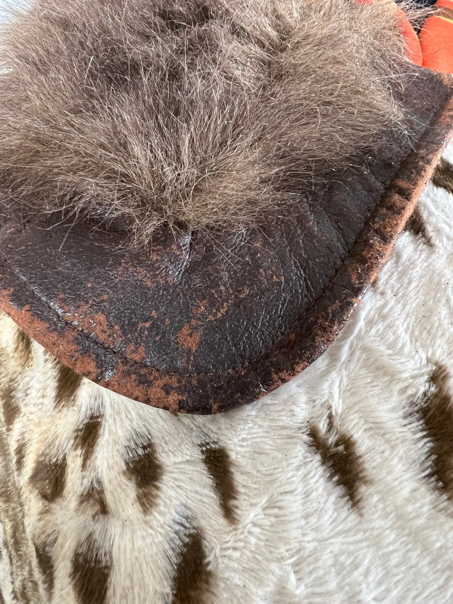 Vintage 1960s Faux Fur Print Leopard and Faux Leather Belted Coat - Size UK 10
