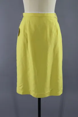 Vintage 1960s Yellow Silk Pencil Skirt