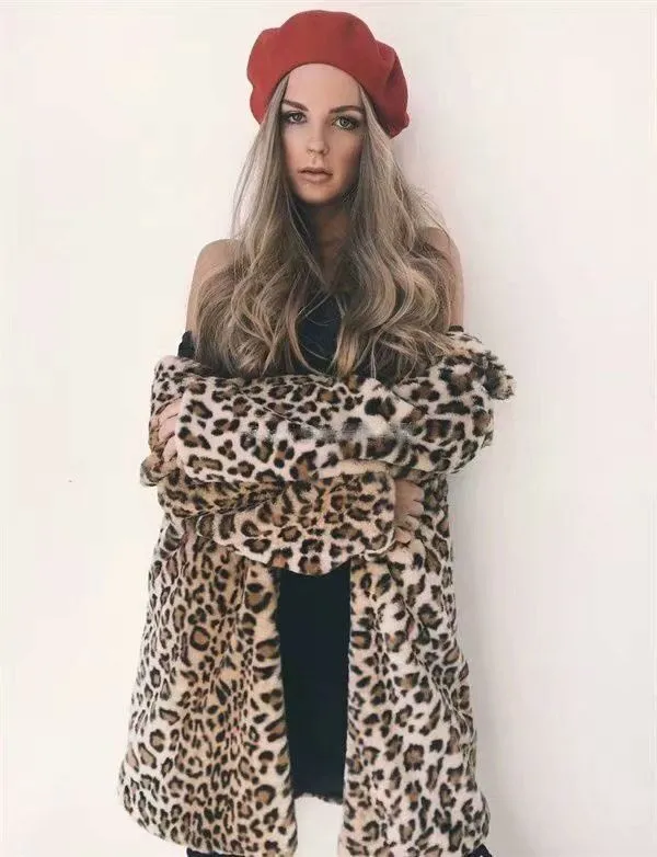 Vintage Leopard Faux Fur Coat