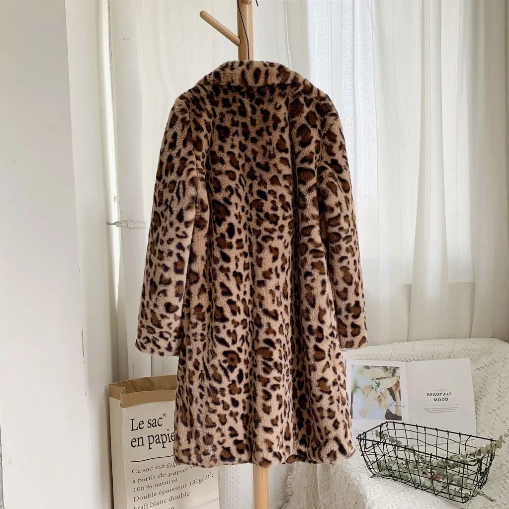 Vintage Leopard Faux Fur Coat