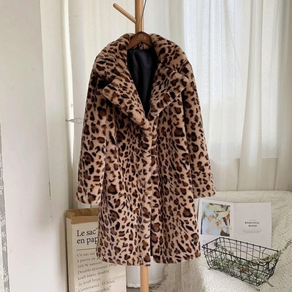 Vintage Leopard Faux Fur Coat