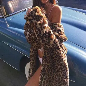 Vintage Leopard Faux Fur Coat