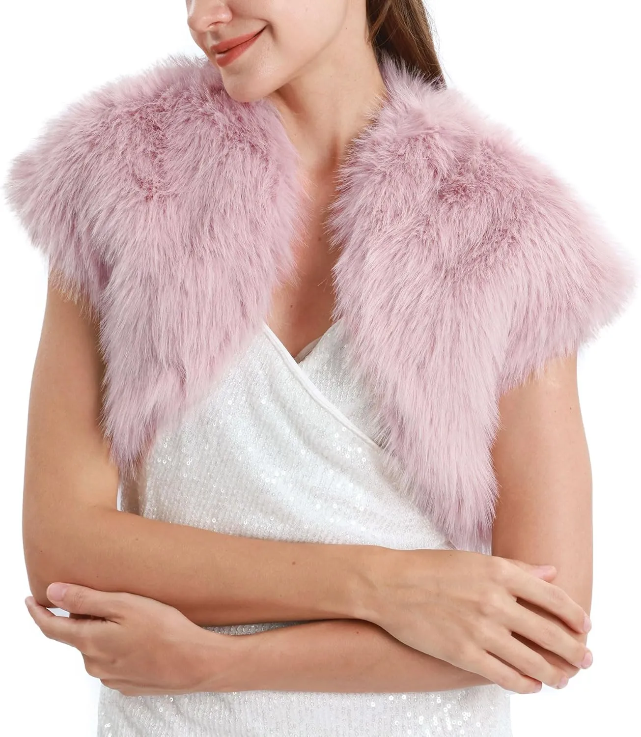 Women's Faux Fur Cap Sleeve Bolero Shrug