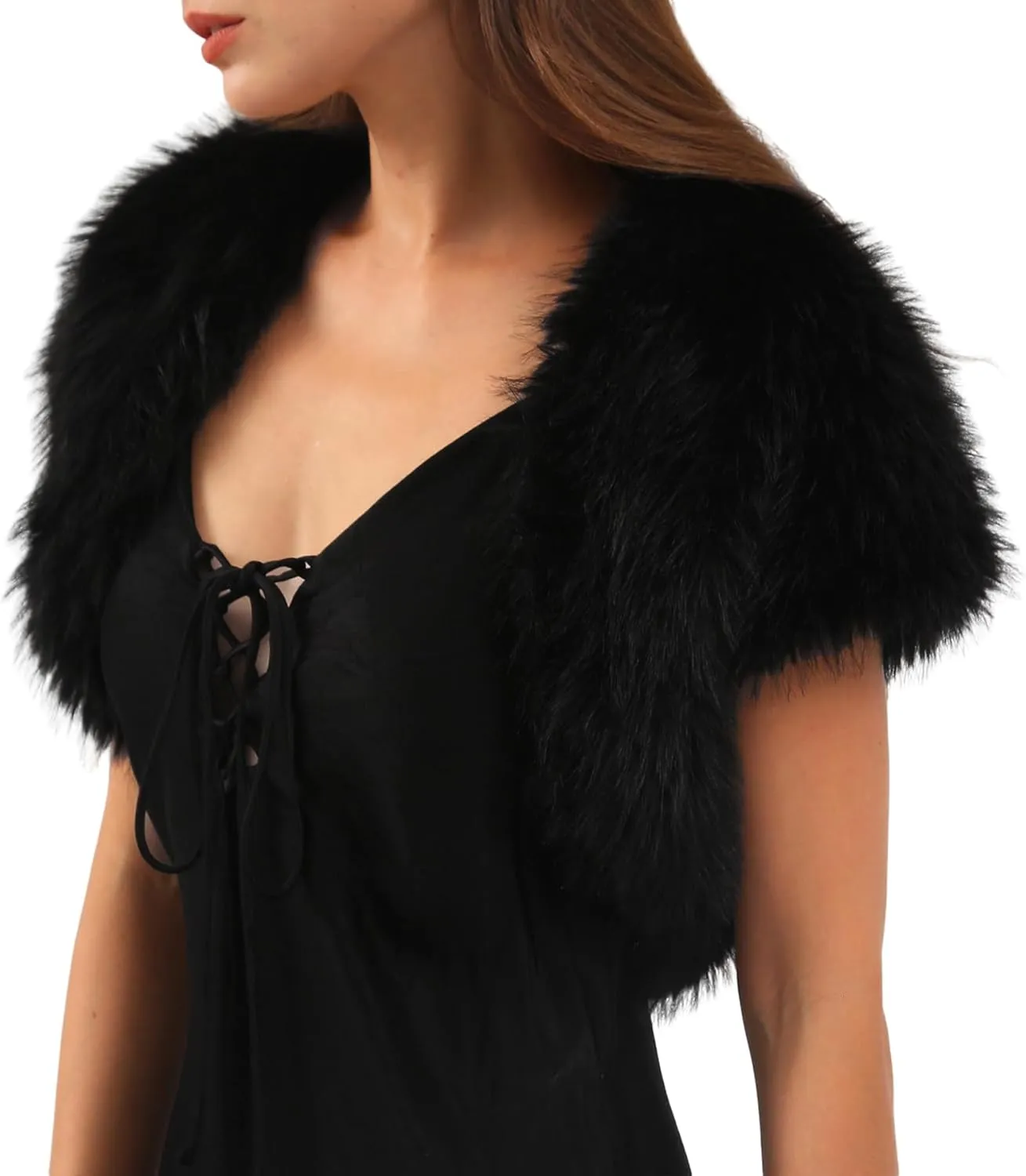 Women's Faux Fur Cap Sleeve Bolero Shrug