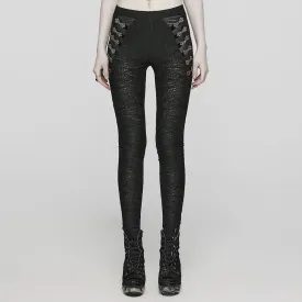 Women's Goth Mesh Slim Fitted Texture Leggings