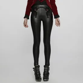 Women's Gothic Applique Faux Leather Leggings